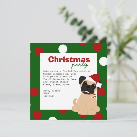 クリスマス・パグ 招待状 (スタンド正面)