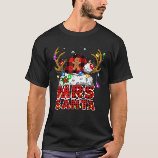クリスマス・パジャマにマッチするクロース・カップル夫妻 Tシャツ (正面)