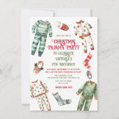 クリスマス パジャマ パーティー お泊まり会 誕生日 招待状 (正面)