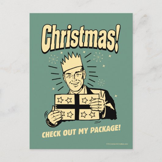 クリスマス：パッケージをチェックアウト シーズンポストカード (正面)