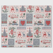 クリスマス・パッチワーク ラッピングペーパー (フラット)