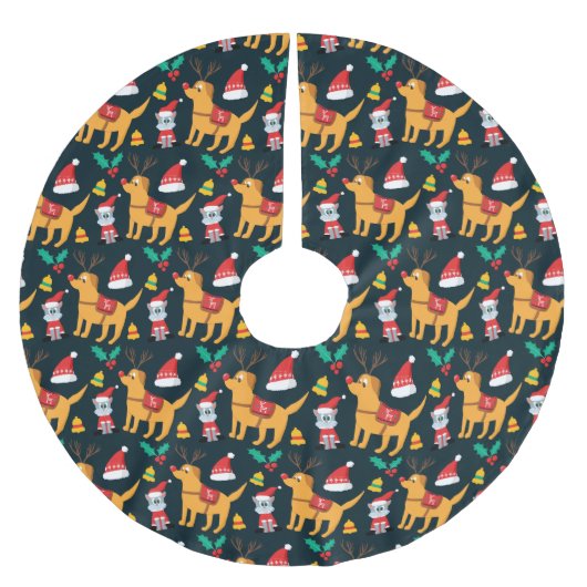 クリスマス・パップ ブラッシュドポリエステルツリースカート (正面)