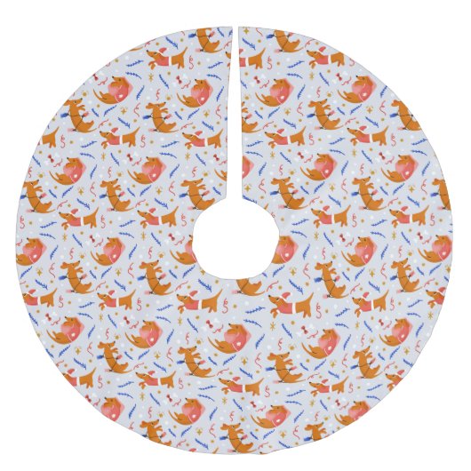 クリスマス・パップ ブラッシュドポリエステルツリースカート (正面)