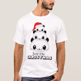 クリスマス・パンダのメンズ・ベーシックTシャツ Tシャツ
