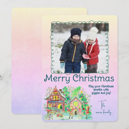 クリスマス パーソナライズ フォト ホリデー 招待状 (正面/裏面)