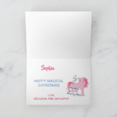 クリスマス・パーソナル・ユニコーン・ピンク・ガール・スノーフレーク シーズンカード (内部)