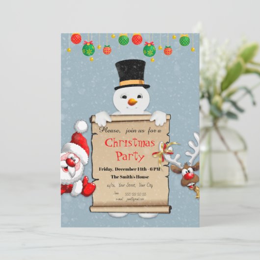 クリスマス・パーティのためのおもしろいなクリスマスの招待状 招待状 (スタンド正面)