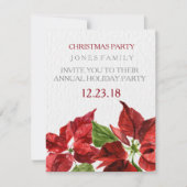 クリスマス・パーティのための水彩画の赤いpointsetter 招待状 (正面)