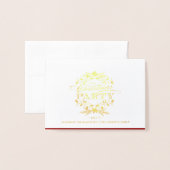 クリスマス・パーティのエレガントなヴィンテージのリースの招待 箔カード (封筒付き正面)