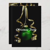 クリスマス・パーティのオーナメントのエレガントな木のリボン 招待状 (正面/裏面)