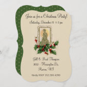 クリスマス・パーティのヴィンテージの出生のヒイラギの果実 招待状 (正面/裏面)