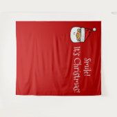 クリスマス・パーティの写真ブースの背景幕のスマイルサンタ タペストリー (正面(横))