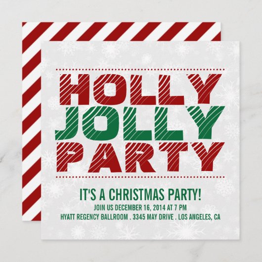 クリスマス・パーティの招待|のヒイラギのすてきなパーティー 招待状 (正面/裏面)
