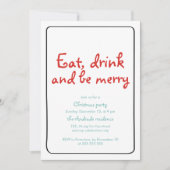 クリスマス・パーティは飲み物をですメリーな紫系統のシンプル食べます 招待状 (正面)