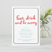 クリスマス・パーティは飲み物をですメリーな紫系統のシンプル食べます 招待状 (スタンド正面)