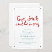 クリスマス・パーティは飲み物をですメリーな紫系統のシンプル食べます 招待状 (正面/裏面)
