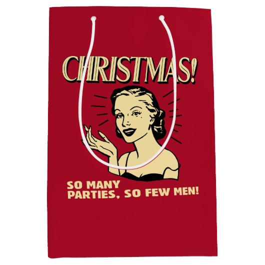 クリスマス：パーティーが多いので、男性は少ない ミディアムペーパーバッグ (正面)