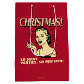 クリスマス：パーティーが多いので、男性は少ない ミディアムペーパーバッグ (裏面)