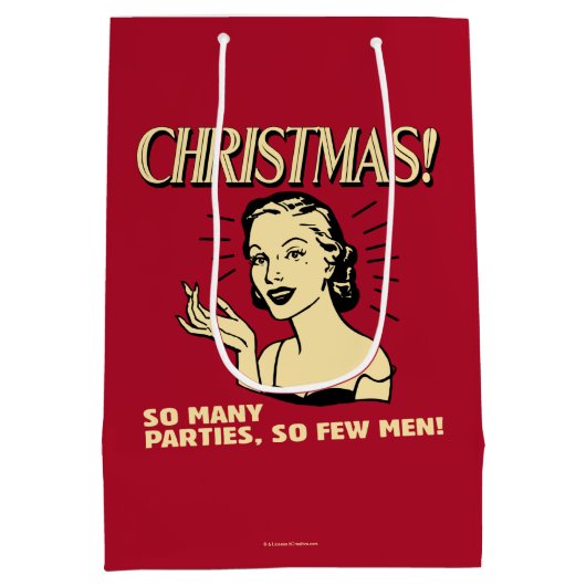クリスマス:パーティーが多いので、男性は少ない ミディアムペーパーバッグ (裏面)