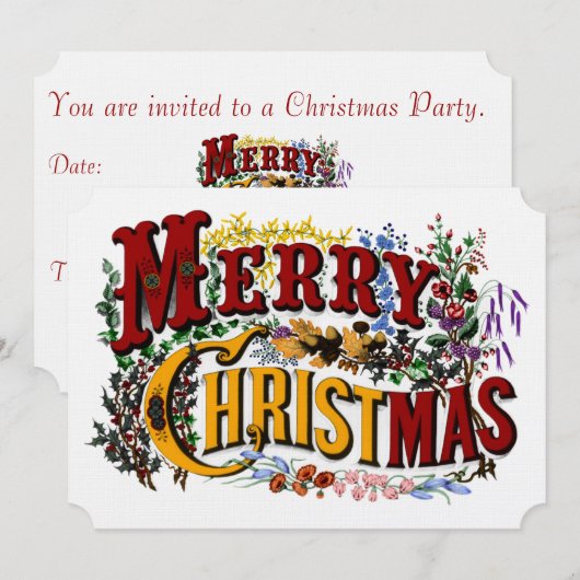 クリスマス パーティーのご招待 招待状 (正面/裏面)