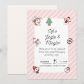 クリスマス パーティー招待状 – Let's Jingle & Mingle 招待状 (正面/裏面)