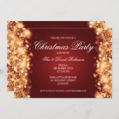 クリスマス·パーティー·ラきらめくイト·金ゴールド 招待状 (正面/裏面)