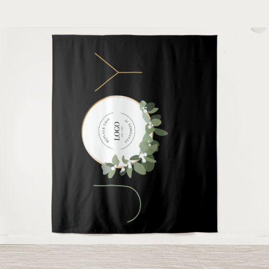 クリスマス パーティー リース 企業ロゴ クリスマスの喜び タペストリー (正面)