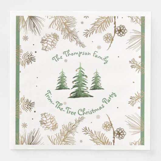 クリスマス・パーティー、木の飾り、家族の名前 (正面)