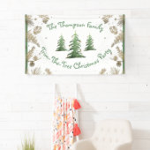 クリスマス・パーティー、木の飾り、家族の名前 横断幕 (インサイチュ)