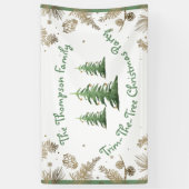 クリスマス・パーティー、木の飾り、家族の名前 横断幕 (縦)