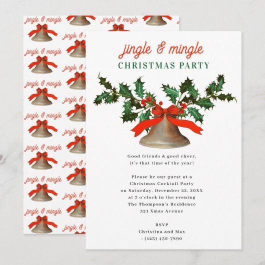 クリスマス・パーティー Jingle and Mingle 招待状 (正面/裏面)