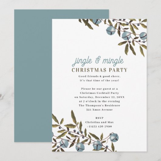 クリスマス・パーティー Jingle and Mingle 招待状 (正面/裏面)