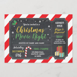 クリスマス・パーティ映画夜フィルムのチケットのヒイラギのおもしろい 招待状