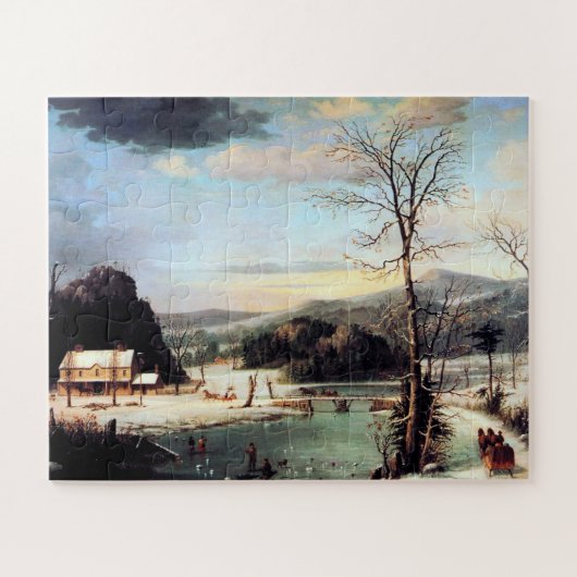 クリスマス・パーティ（George Henry Durrie 1852） ジグソーパズル (横)