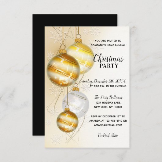 クリスマス・パーティGOLD Corporate Office Company 招待状 (正面/裏面)