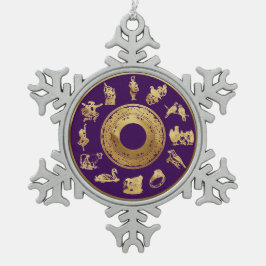 クリスマス・パープルの12日 スノーフレークピューターオーナメント
