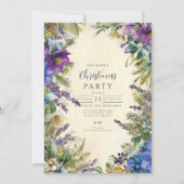 クリスマス パープル ポインセチア エレガンス 招待状 (正面)