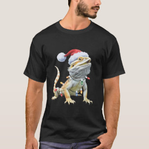 クリスマス ヒゲトカゲ サンタ帽子 トカゲ Xmas 爬虫類 Tシャツ