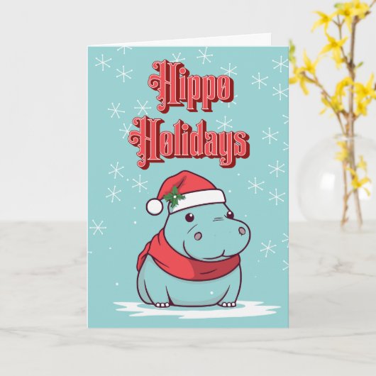 クリスマス・ヒッポ カード (黄色い花)