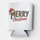 クリスマス ヒョウ柄 サンタ帽子 クリスマス休暇 缶クーラー (正面)