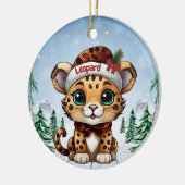 クリスマス ヒョウ柄 子猫好き  セラミックオーナメント (左)