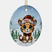 クリスマス ヒョウ柄 子猫好き セラミックオーナメント (右)