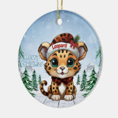 クリスマス ヒョウ柄 子猫好き セラミックオーナメント (左)