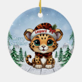 クリスマス ヒョウ柄 子猫好き セラミックオーナメント (裏面)
