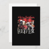 クリスマス ヒーファー サンタ ハット クリスマス ライト 牛ロ 招待状 (正面/裏面)