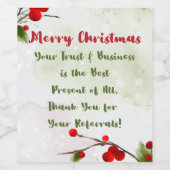 クリスマス | ビジネスと紹介をしてくれたクライアントに乾杯 ワインラベル (シングルラベル)