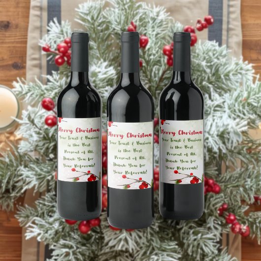 クリスマス | ビジネスと紹介をしてくれるクライアントに乾杯 ワインラベル