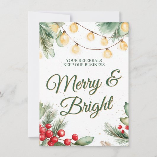 クリスマス・ビジネス紹介カード メリー&ブライト ノートカード (正面)
