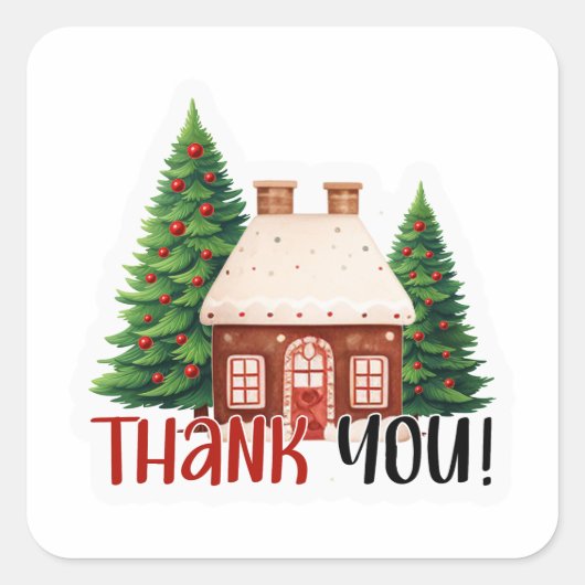 クリスマス ビジネス ホリデー ハウス サンクス スクエアシール (正面)