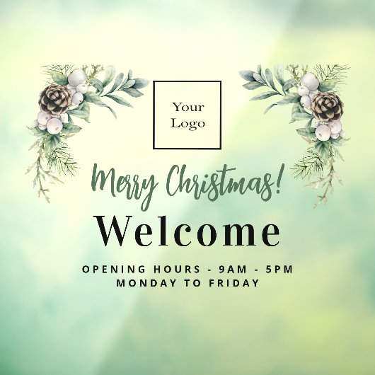 クリスマス ビジネス ロゴ ウェルカム オープニング アワーズ ウィンドウサイン (シート3)